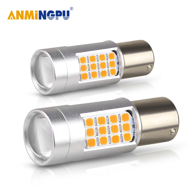 ANMINGPU 2x сигнальная лампа Ba15s P21W 1156 2835 чипы светодиодные лампы Янтарный Белый