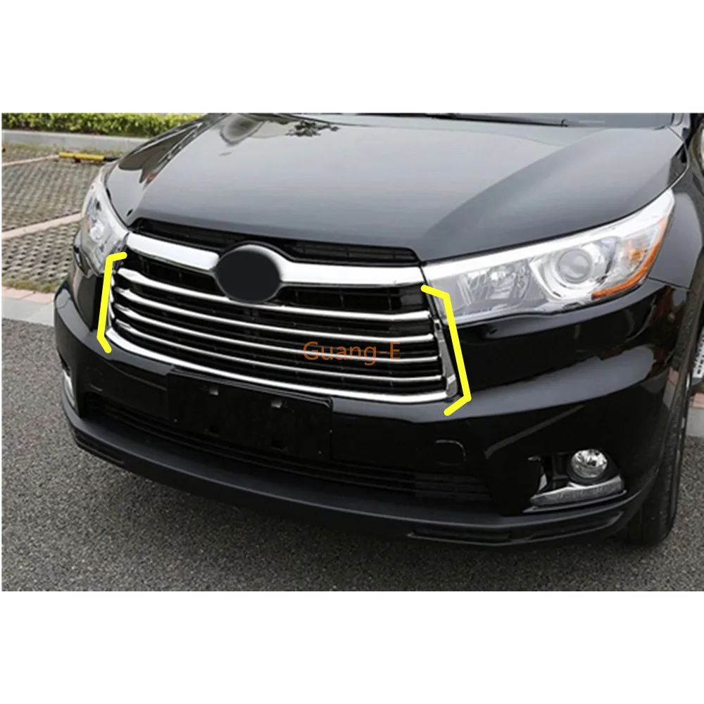 Для Toyota Highlander крышка кузова автомобиля детектор ABS хромированной отделкой спереди up Grid гриль решетка Вокруг каркас лампы части 4 шт