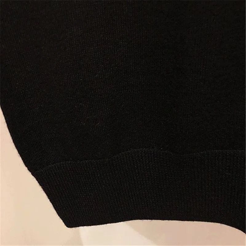 Lace Collar Black Knitwear Women Long Sleeve Tops Autumn Sweet Lady Woolen Knitted Pullover Sweater