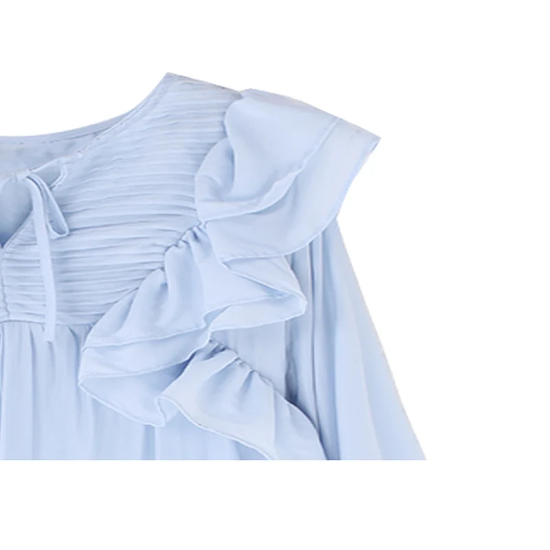 Женская блузка-пуловер с оборками на краях Повседневная элегантная мягкая