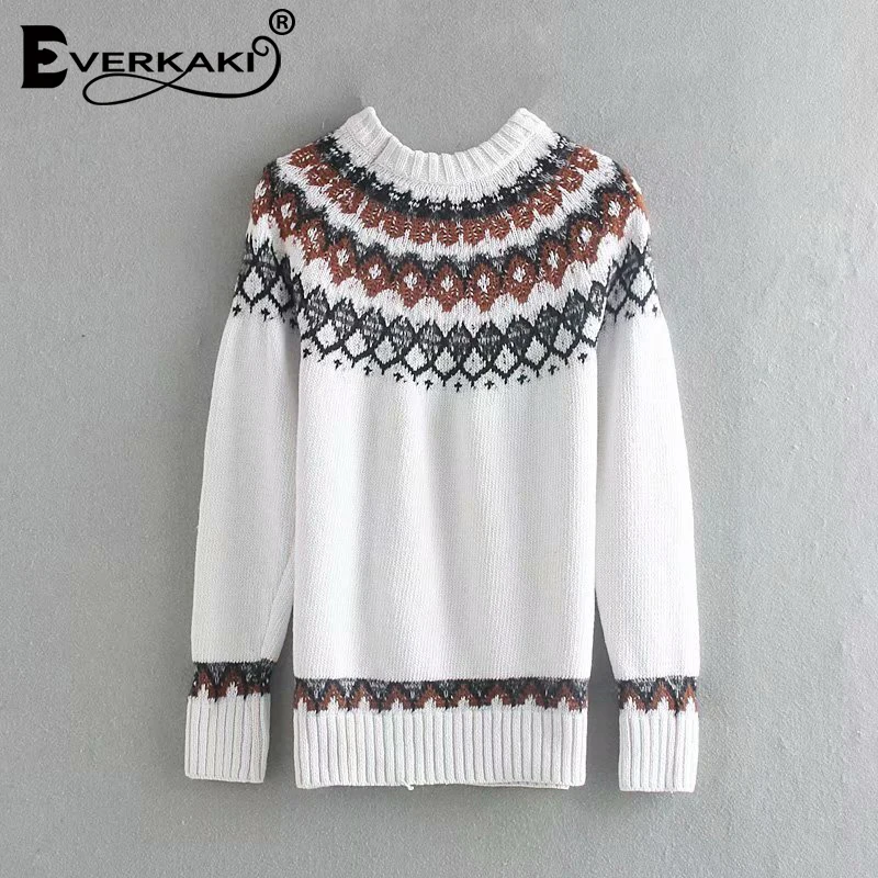 Everkaki вязаные свитера пуловеры женские Boho осень зима цыганские элегантные женские богемные пуловеры свитер женский