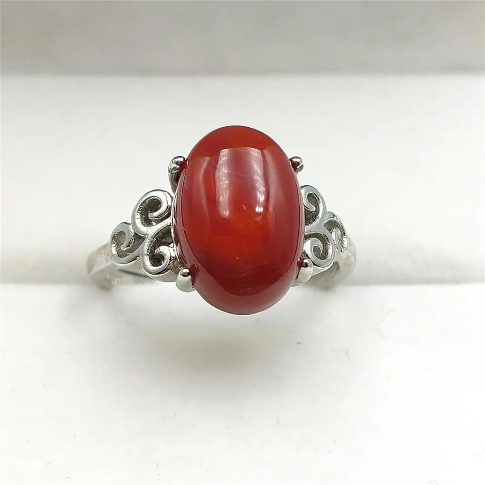 Подлинное натуральное Южно-красное агатное кольцо для женщин из стерлингового