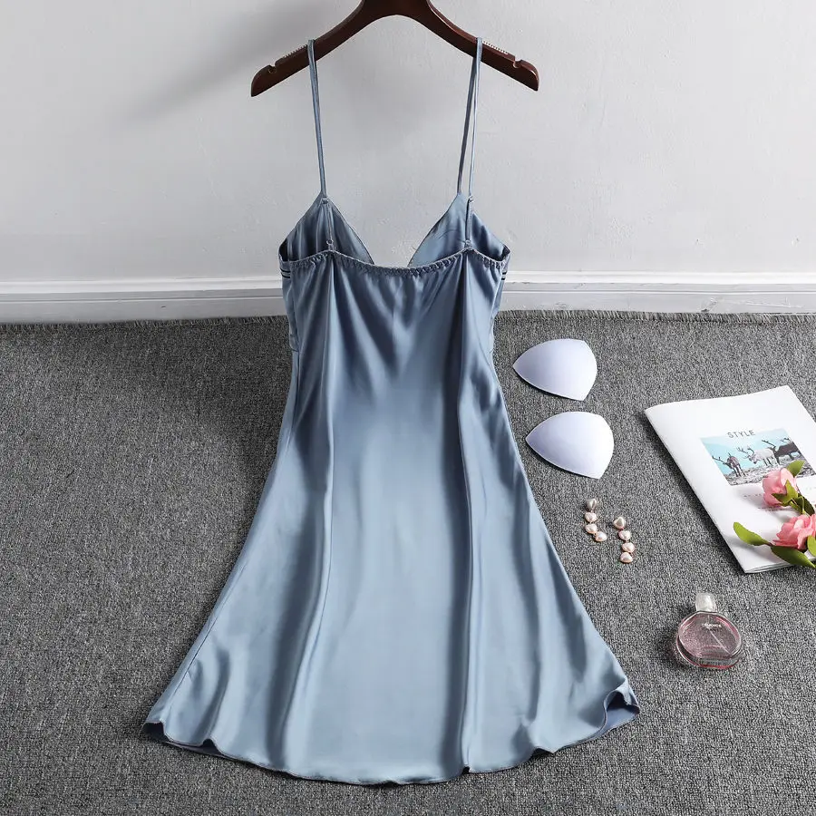 

Tufaha Butterfly Embroidery Sexy Pajamas with Bra Sexy Sleepwear Women Women Nightgown Lingerie Sleeveless