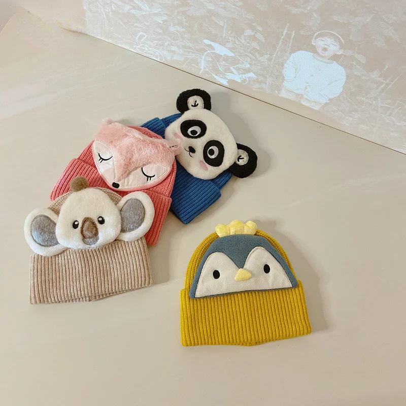 

New Kid's Hat for Winter Cute Animal Felt Baby Pullover Caps To Keep Warm and Trendy Cartoon Knitted Beanies Hat