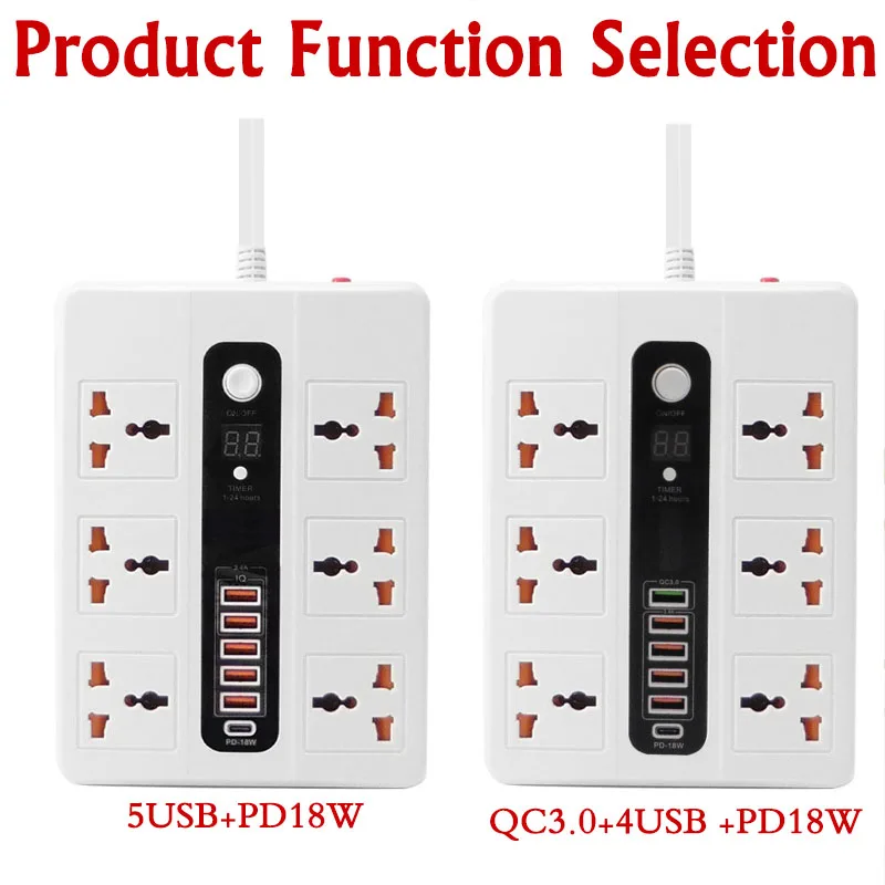 Новый смарт 24 часа таймер ВКЛ/ВЫКЛ PD18W QC3.0 TYPE-C полоса питания 6AC универсальные