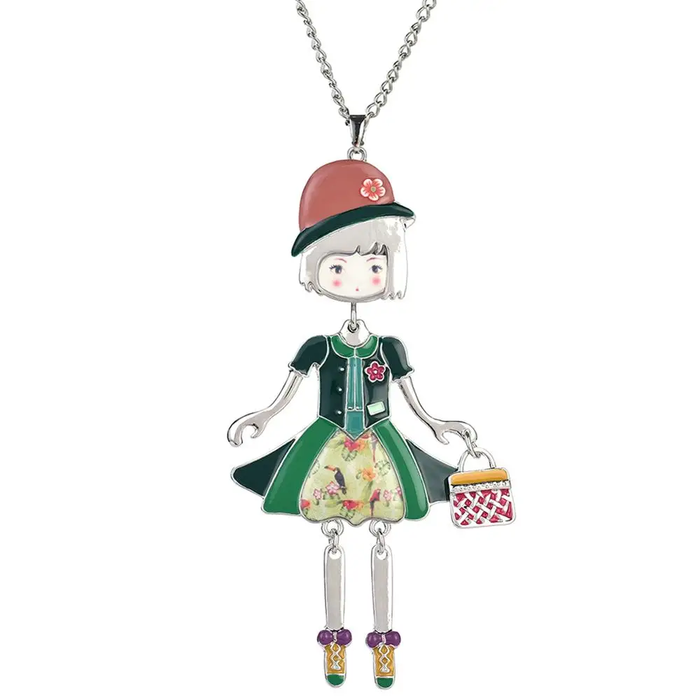 Очаровательное посеребренное длинное Кукольное ожерелье s для женщин и девушек