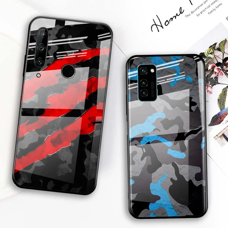 Tempered Glass Cover Camouflage Army For Huawei Honor 30 20 10 9X 8X Pro Plus Lite Shockproof Shell Phone Case | Мобильные телефоны