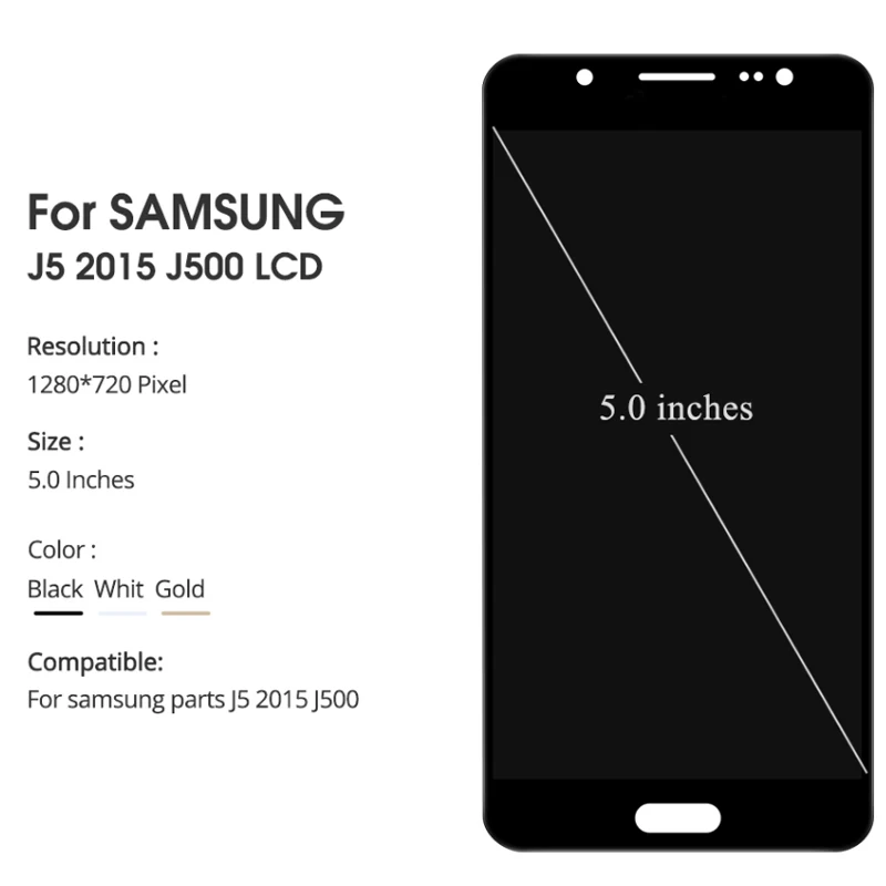 100% проверенных рабочих дисплеев для Samsung Galaxy J5 J500 J500F J500FN J500M J500H 2015 ЖК-дисплей с
