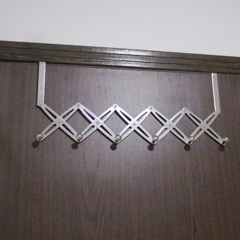 

Stainless Steel 6-Hook Storage Rack Clothes Holder Organizer Flexible Back Door Hanger Rack Bathroom Kitchen Hanger Hook