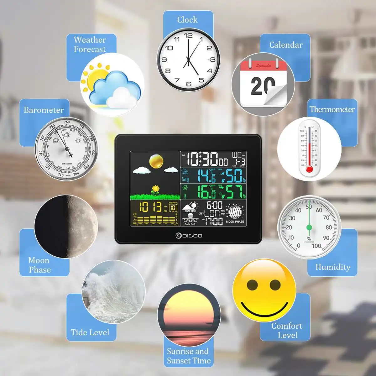 digoo dg th8868 indoor outdoor wireless digital weather station sensor temperature instruments hygrometer thermometer clock free global shipping