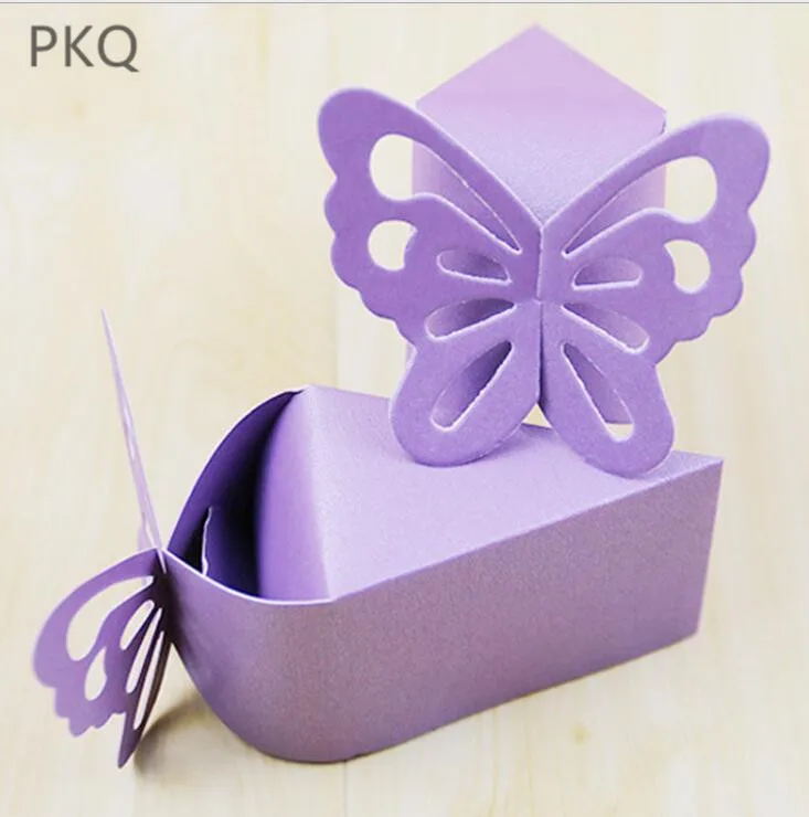100 шт цветные Складные DIY свадебные коробки для конфет с бабочкой идей сувениры и