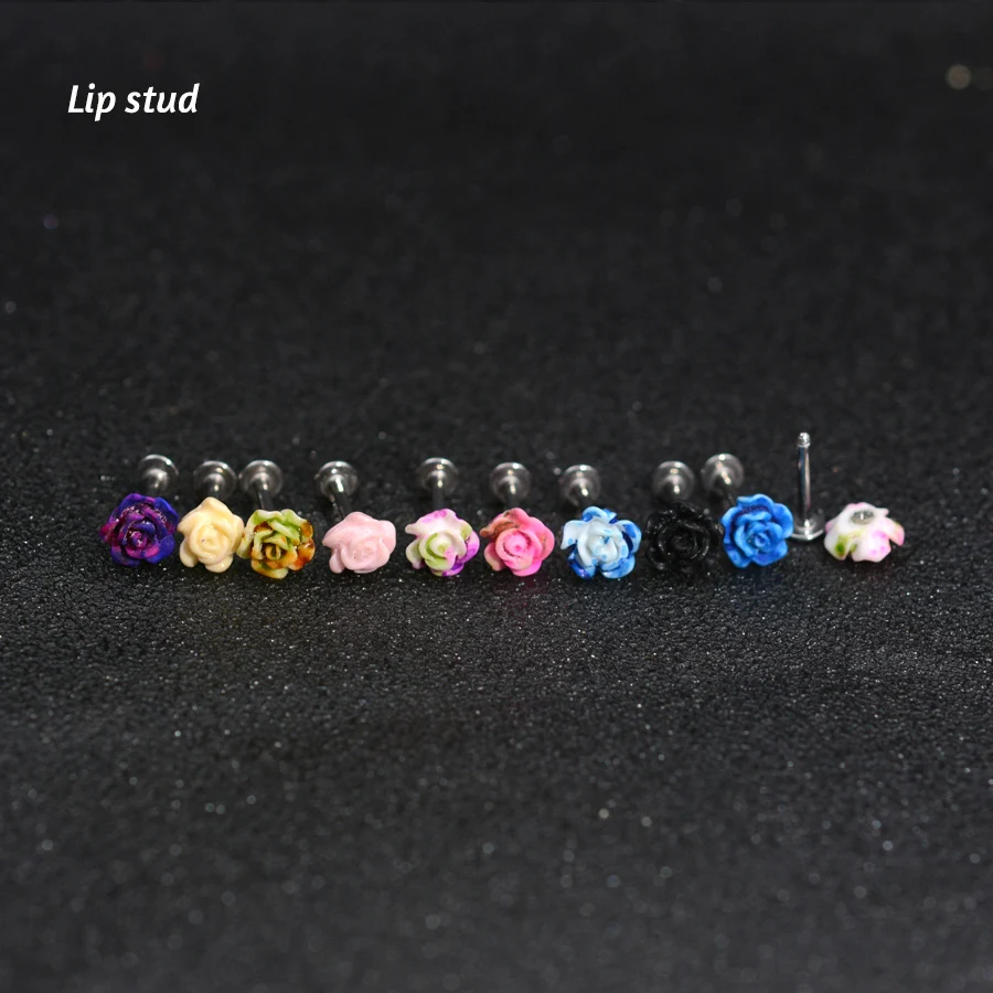 1 шт. акриловый цветок случайного цвета хирургическая стальная штанга для