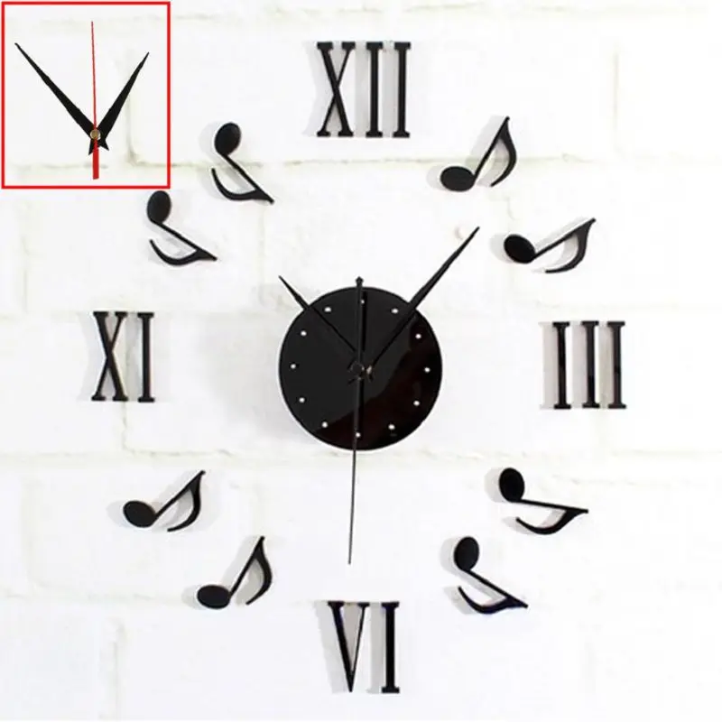 

Modern DIY Wall Clock 3D Mirror Surface Sticker Removable Home Office Room Decor