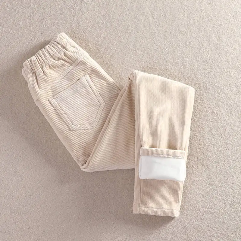 Женские вельветовые шаровары с высокой талией осенне-зимние плотные