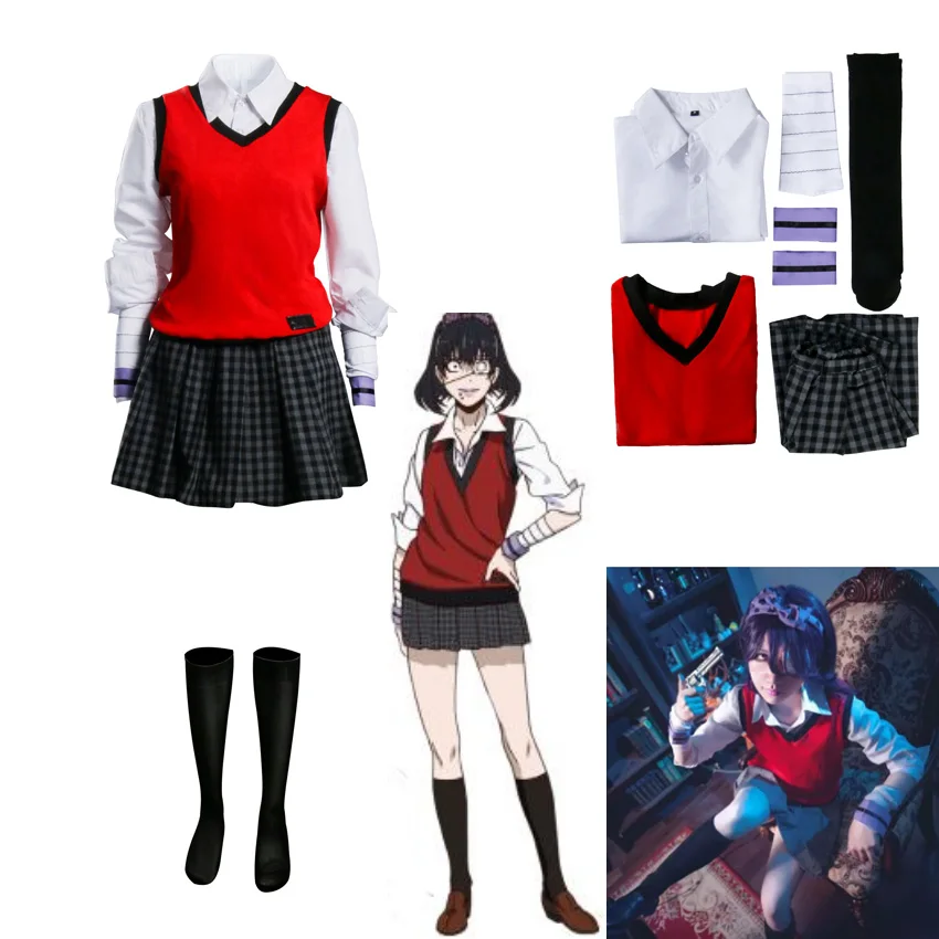 

Аниме Kakegurui компульсивный игрок мидари Икисима костюм японская школьная форма жилет платье Женский Хэллоуин Косплей Костюм JK