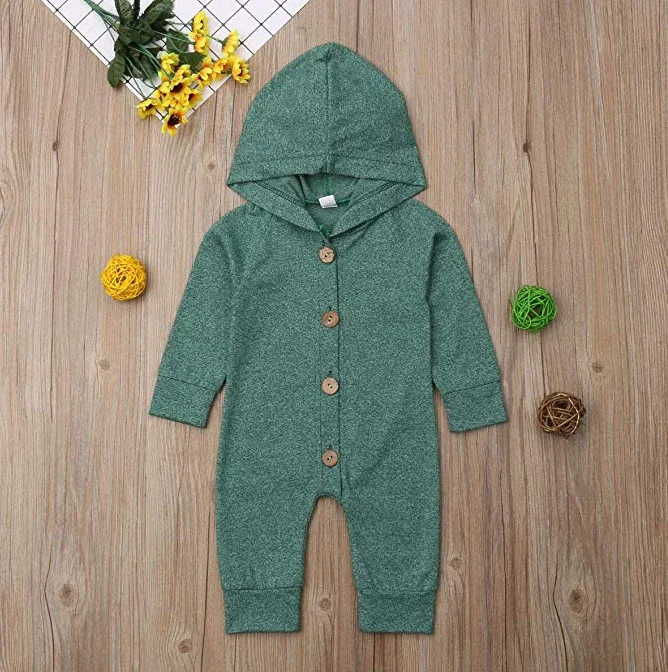 Newborn Baby Girl Boy Rompers Autumn Clothes Solid Color Long Sleeve Cotton Hoodied knitting Romper Jumpsuit Comfy Outfit