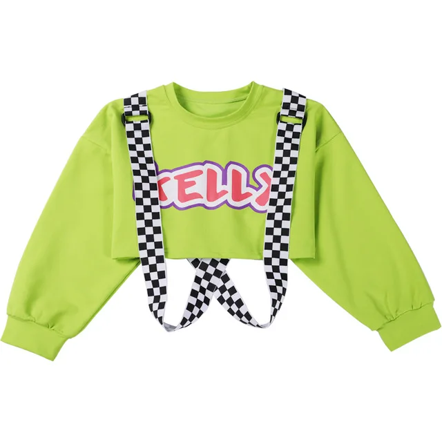 Новые танцевальные костюмы для девочек детские уличные зеленые топы розовые