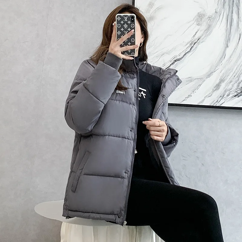 2021 Winter Women Oversized Parkas Jacket Fashion Solid stand collar Thick Warm padded Coat Casual Winter Outwear Jacket parkas