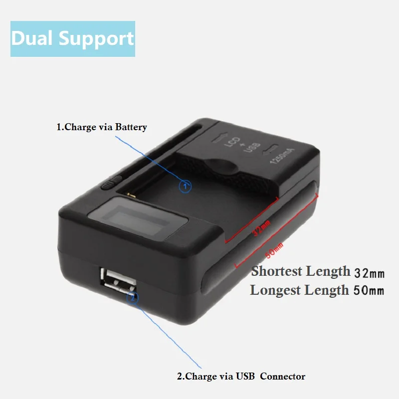 USB Output 1250MA Mobile Universal Battery Charger LCD Indicator Screen For Cell Phones USB-Port Promotion Wholesale US EU Plug |