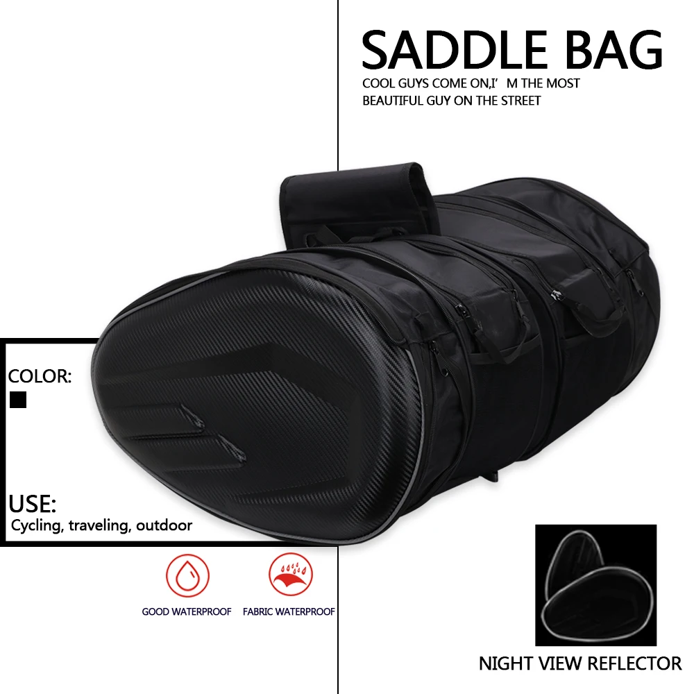 Motorbike Black Waterproof Oxford Cloth Large Capacity Wear Imitation Scratches Helmet Bags Travel Luggage Saddle Bag