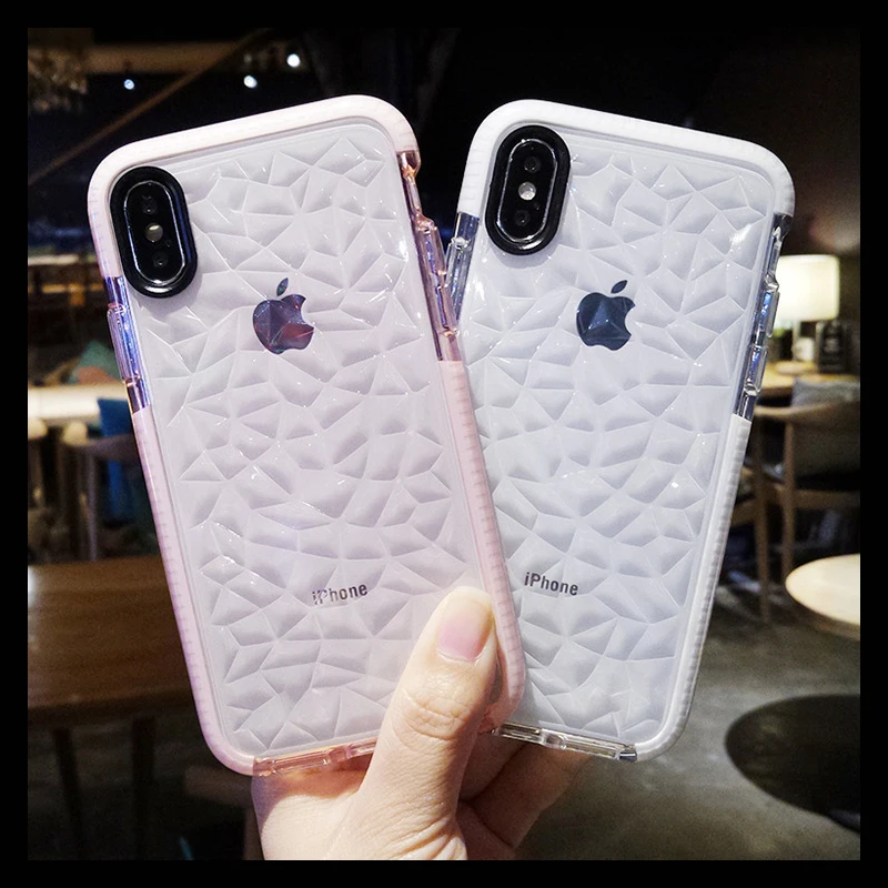 Женские 3D чехлы для телефонов с алмазной текстурой iPhone 11 Pro X XS XR Max 6 7 8 plus мягкий