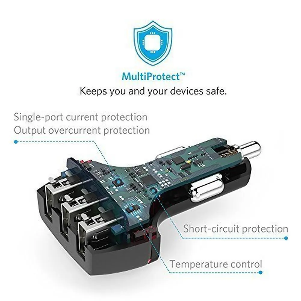 Автомобильное зарядное устройство PowerDrive + 3 36 Вт портовый USB для iPhone X/8/7/6s/Plus iPad Pro/Air