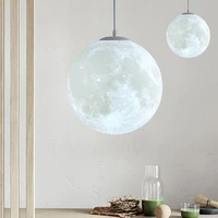 modern creative 3d printing the moon e27 led pendant lights living room dining room bedside decoration fashion lighting