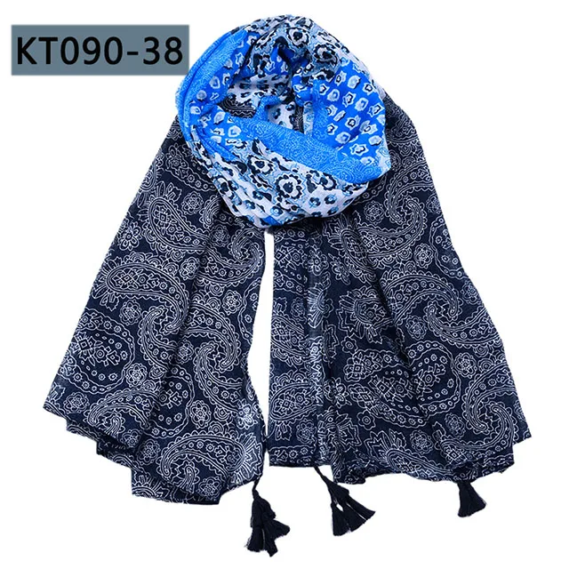 KT090-38 180*90 см женский шарф хлопковая вискоза цветочные длинные шарфы с кисточками Женская шаль винтажные женские шарфы обтягивающие Осень Зима Весна - Цвет: KT090-38