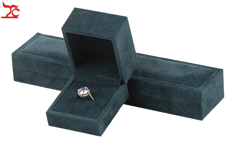 

Quality PU Jewelry Storage Box Green Velvet Ring Pendant Jewelry Packaging Box Bracelet Necklace Organizer Gift Box