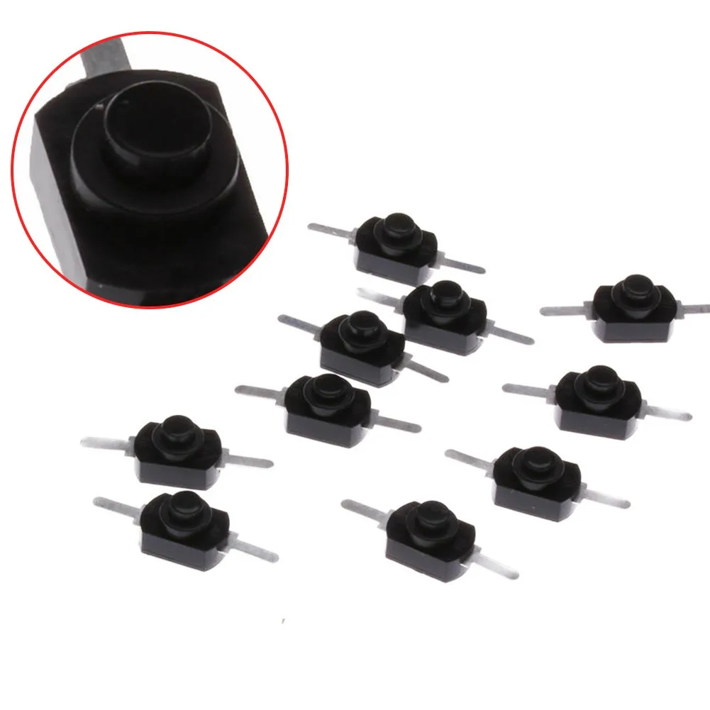 

10x 1A 30V DC 250V Black Latching On Off Mini Torch Push Button Switch Electronic Component Switch Replacement Parts Tool