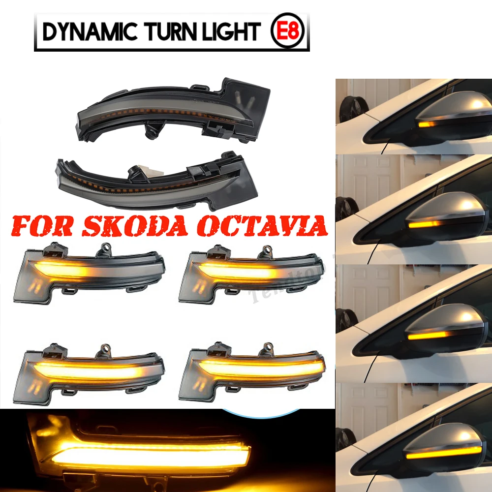 

Поворотники с потоком воды для Skoda Octavia Mk3 A7 5E 2014 -2019 последовательный индикатор бокового зеркала прокрутки