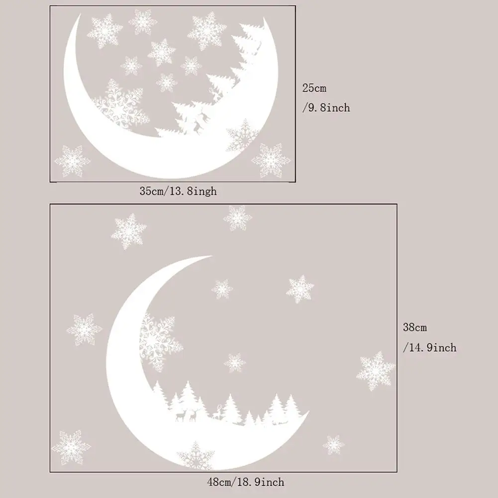 2020 Рождественский снег Луна наклейки на стену оконное стекло раздел аппликация