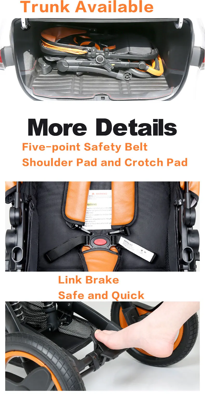 Belecoo Роскошная детская коляска 2 в 1 коляска с высоким пейзажем люкс для лежа и сидения на
