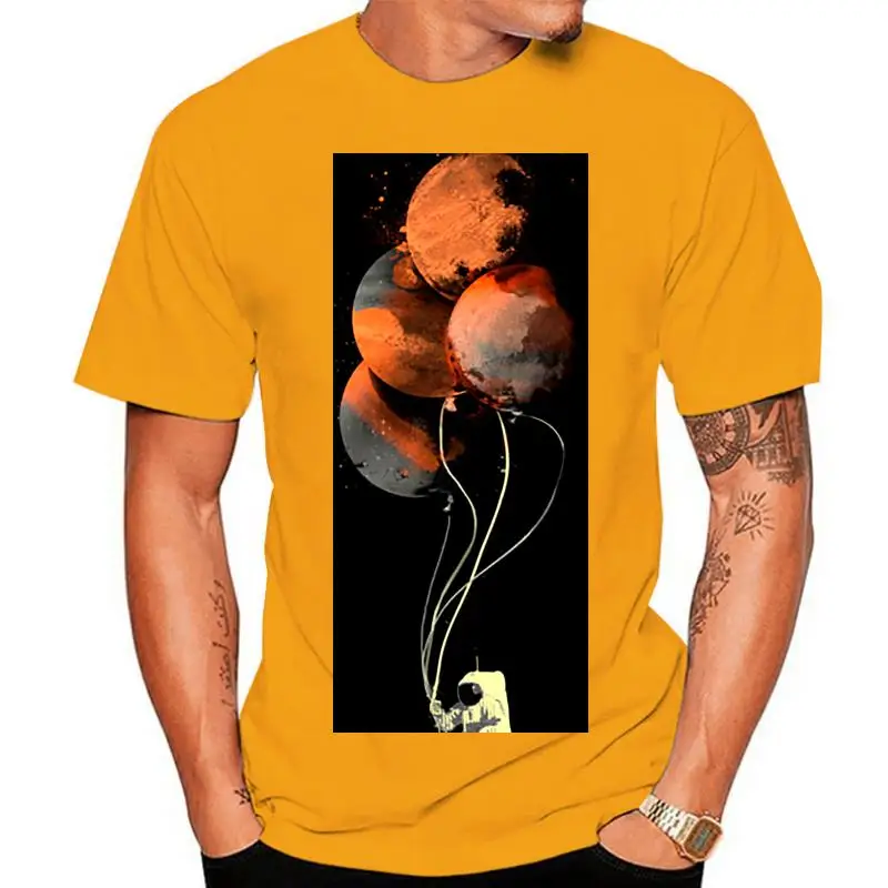 

Luxury Mens Summer Cool T Shirts Retro Astronaut Planet Balloon Travel Mens Popular Tshirt EU UK USA Larger Size T-Shirts