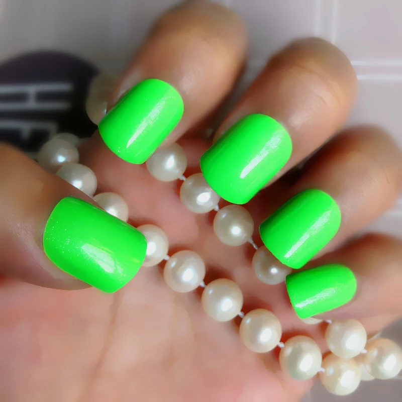 

24ct/strip Foot False Toenails and Artificial Fake nails Smooth Surface Acrylic Pearl green Finger nails Pure Color