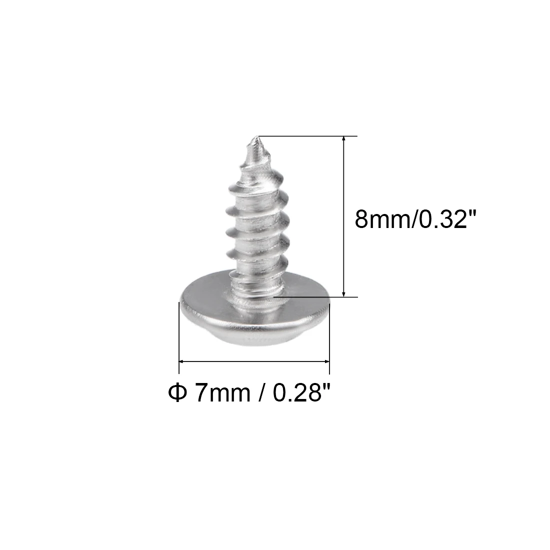 

uxcell 3x8mm Self Tapping Screws Phillips Pan Head With Washer Screw 304 Stainless Steel Fasteners Bolts 50Pcs