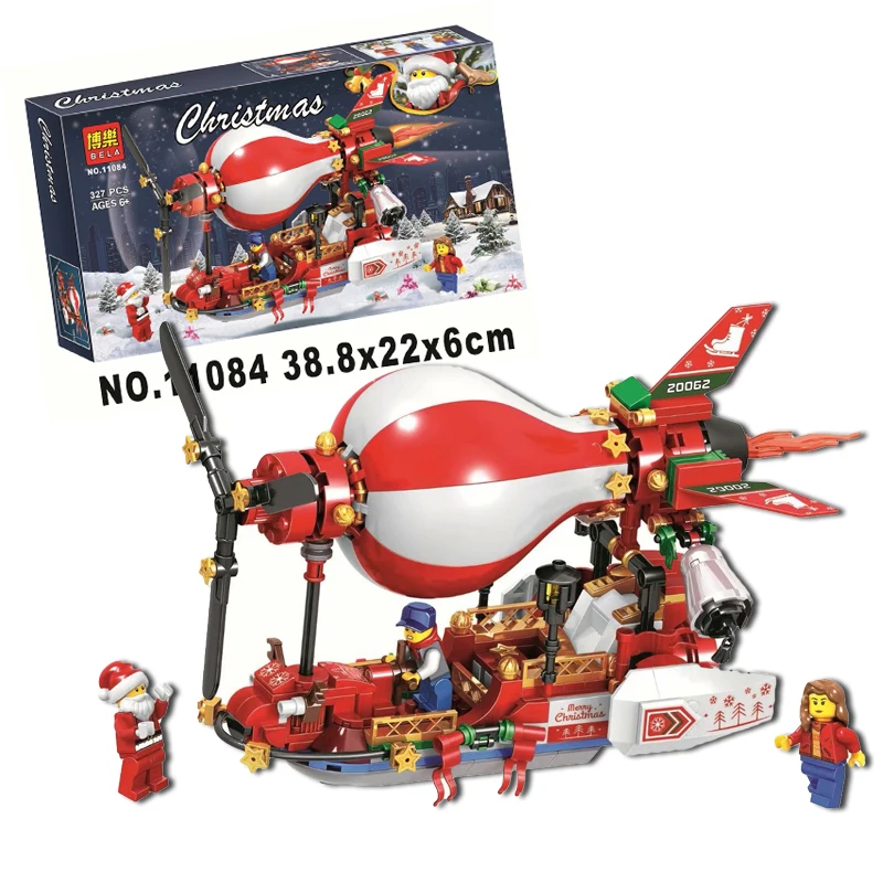 Bela 11084 Адвент календарь Дед Мороз воздушные лодки строительные блоки игрушки 327 шт Рождественский подарок для детей
