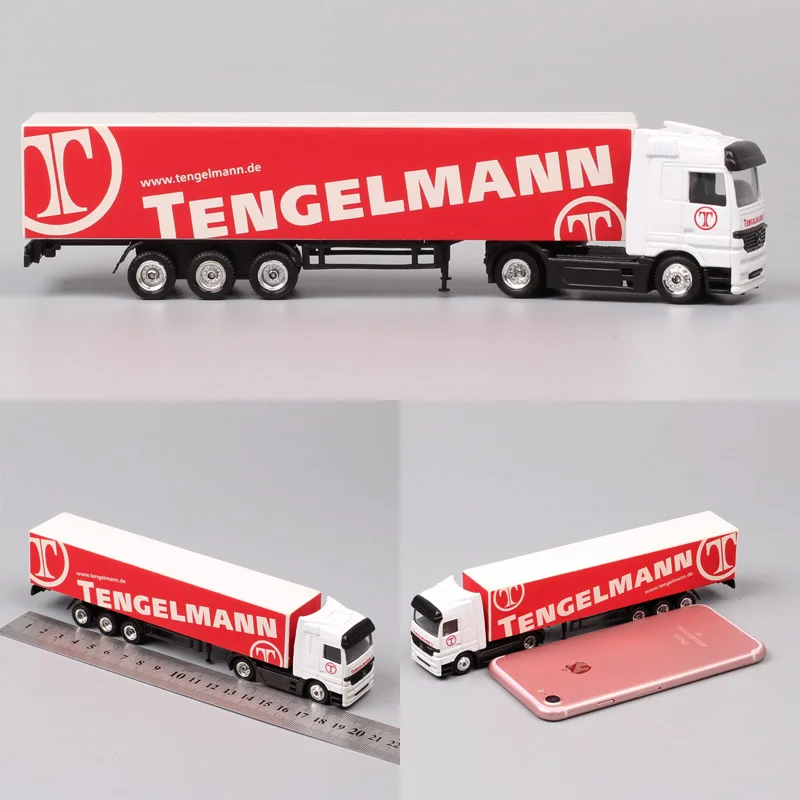 Бургундия 1/87 Scale Mini Small Germany Advertising AD Media container Cargo trailer tow Truck Diecasts& Toy Vehicles model Cars souvenir - Цвет: Бургундия