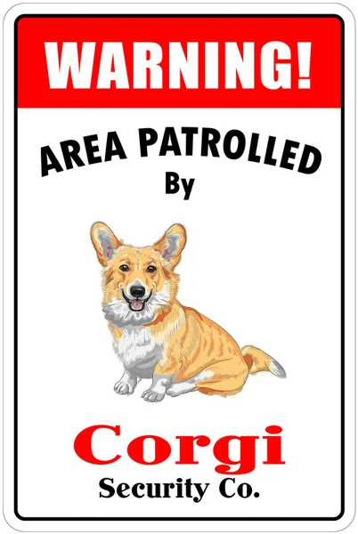 

*Aluminum* Warning Area Patrolled By Corgi 8"X12" Metal Novelty Sign