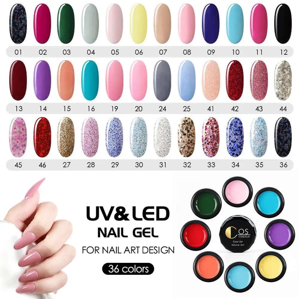 Набор для маникюра COSCELIA 36 цветов УФ гель дизайна ногтей набор акриловый