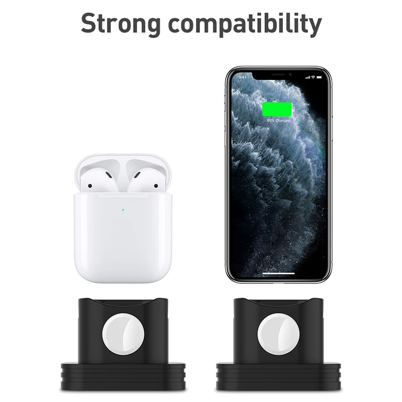 2 In 1 Charging Dock Station Station Charger Soft Silicone Desk Charging Base Anti-fall Stand Holder For AirPods Case Charger