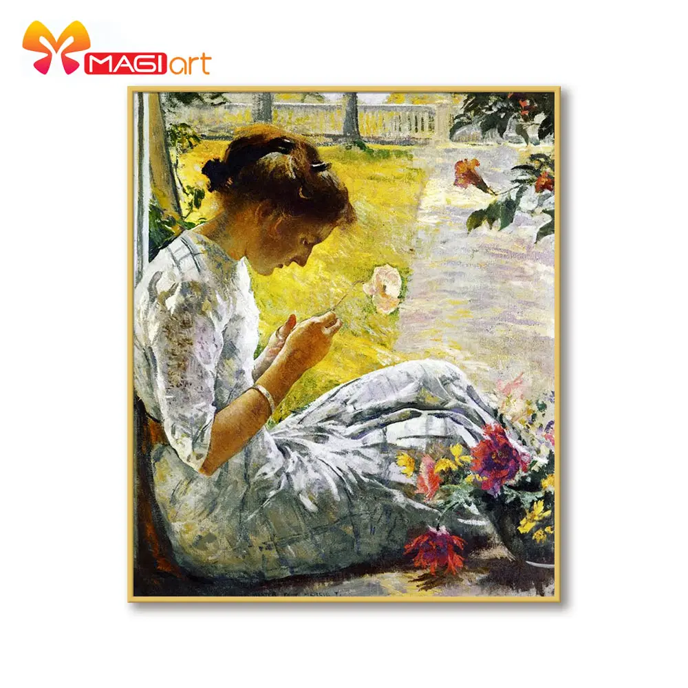 

Cross stitch kits Embroidery needlework sets 11CT water soluble canvas patterns 14CT Full Portrait Beautiful woman -NCMP091