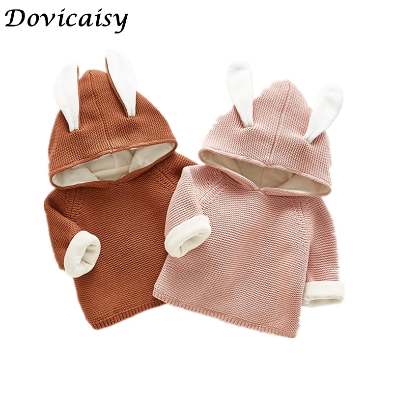 Осенне зимняя вязаная куртка с капюшоном для маленьких мальчиков медвежьими