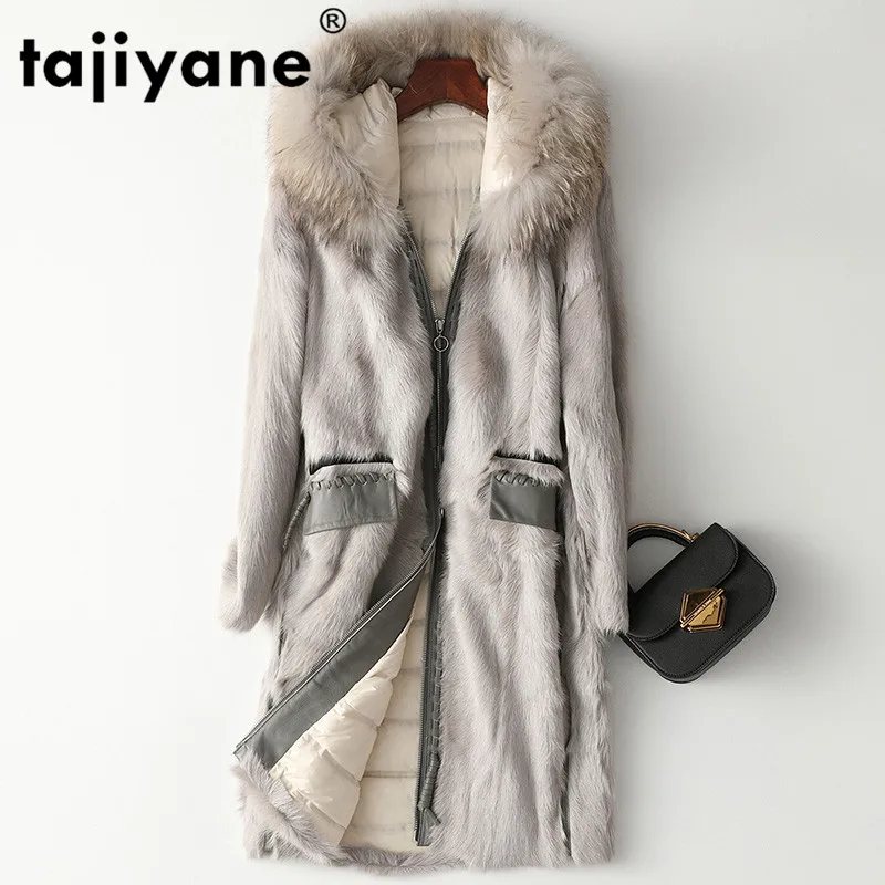 

Natural Fur Coat Women Winter Duck Down Jacket Raccoon Fur Hooded Clothes 2021 Vintage Long Double Faced Fur Coats Hiver 090310