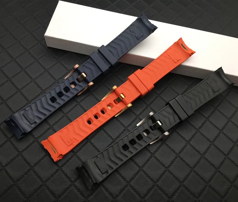 Imported soft Rubber Silicone Watch band 20mm Grind Arenaceous AT150 Belt Special for Omega strap for Seamaster 300 logos tools