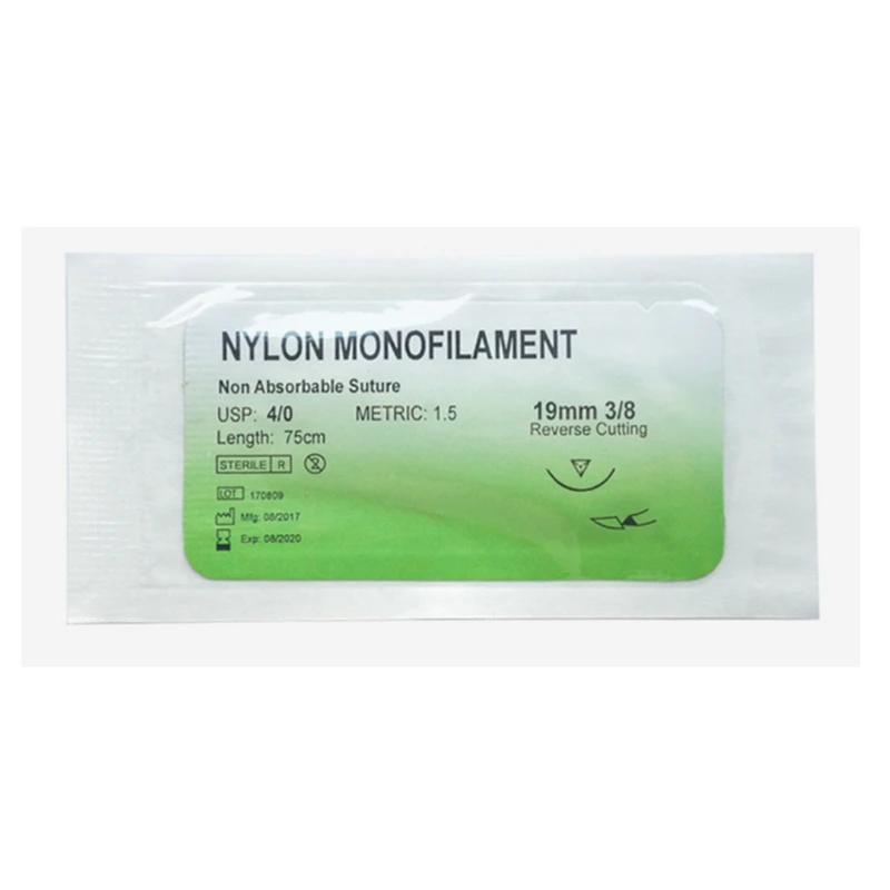 

10 Pcs/Set Needle Suture Nylon Monofilament Thread Suture Practice Kit 75cm 4/0