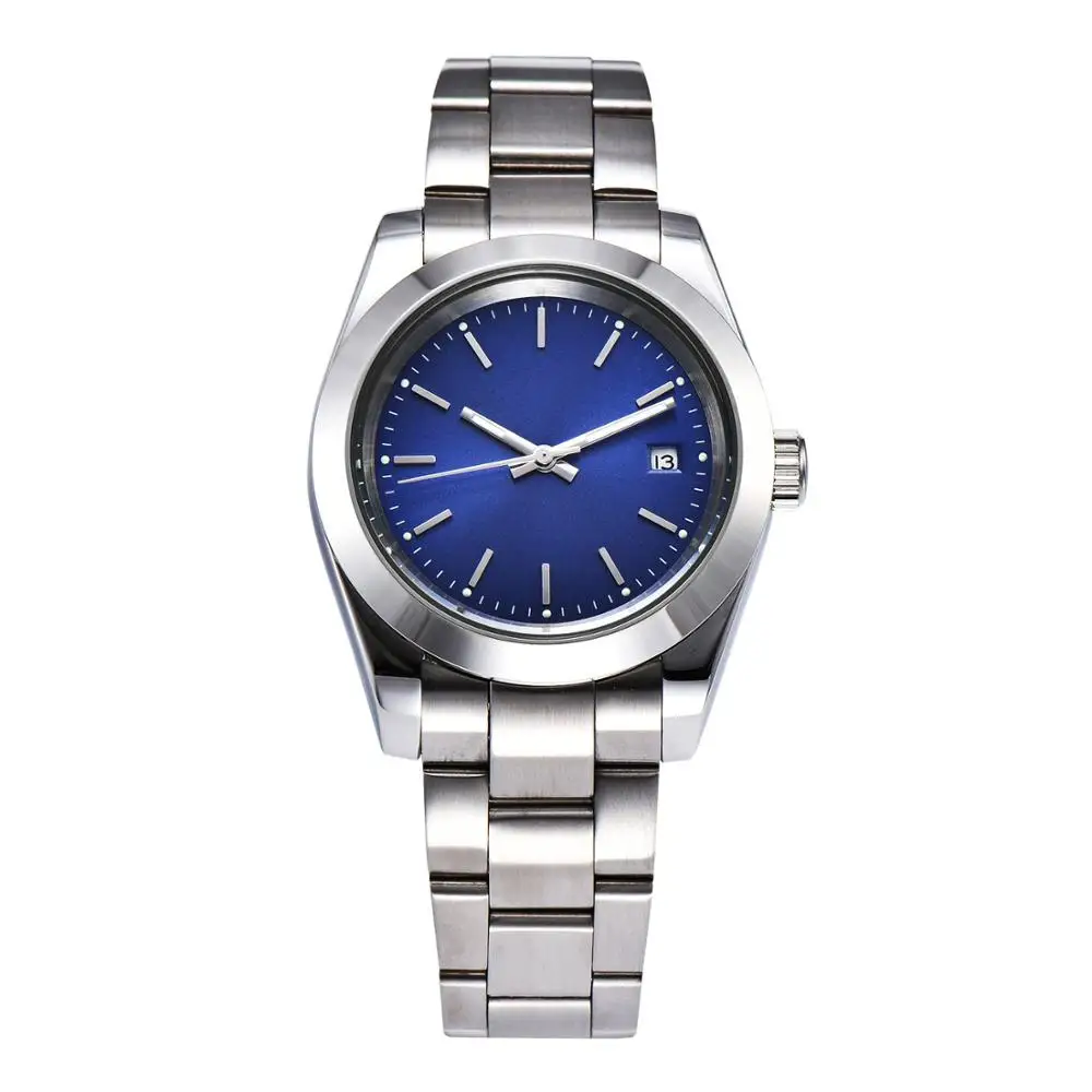 Часы мужские автоматический механизм 39 мм синий циферблат сапфировое стекло 316L