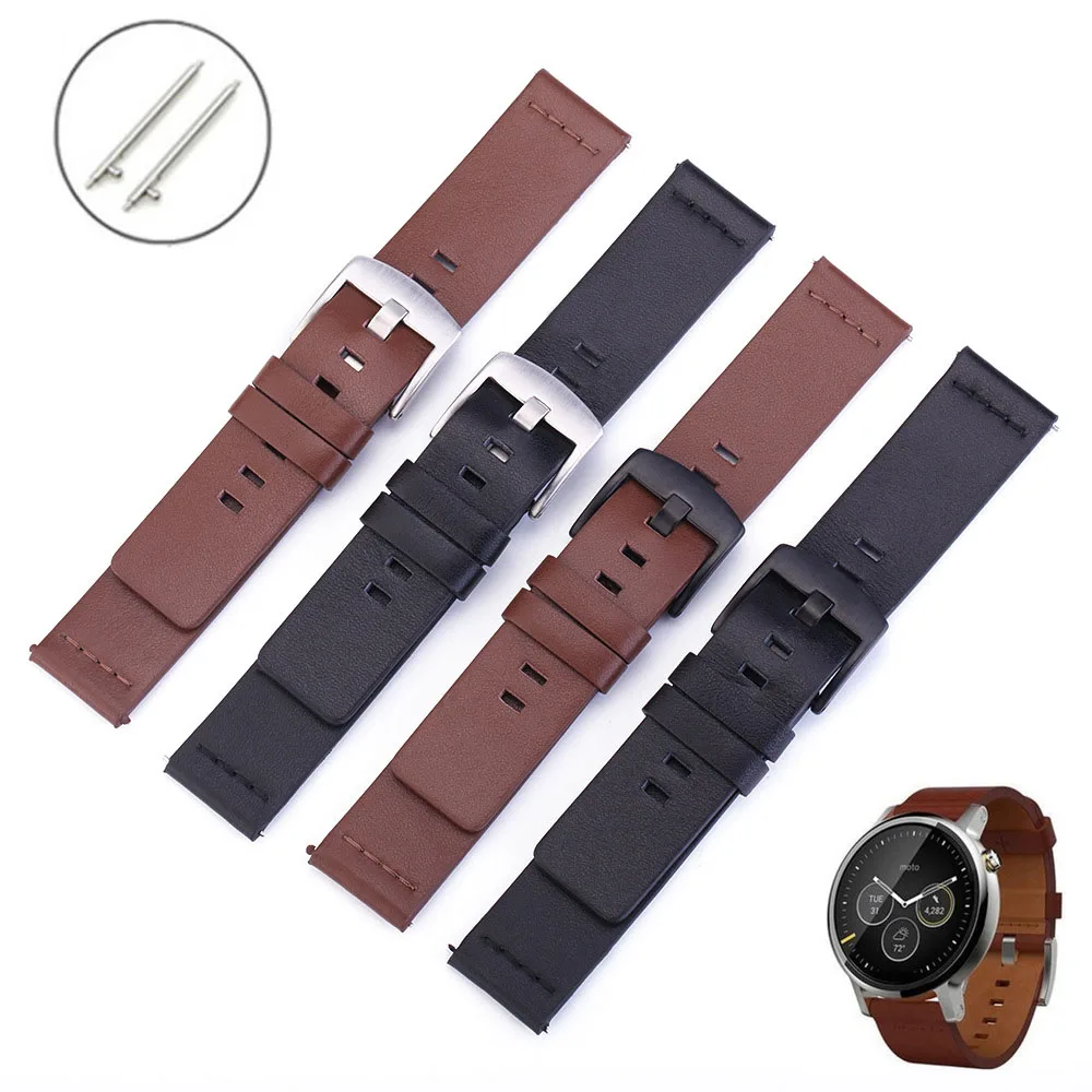 Ремешок из натуральной кожи для наручных часов браслет Moto 360 2nd Samsung Galaxy Watch 46 мм 42