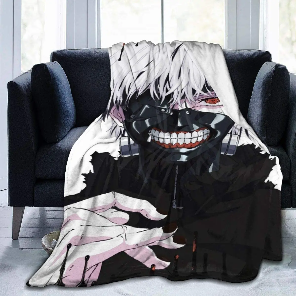 

Фланелевое Одеяло с аниме, черно-белое многофункциональное уютное Роскошное Одеяло для мальчиков, покрывало для кровати, плюшевое одеяло, т...