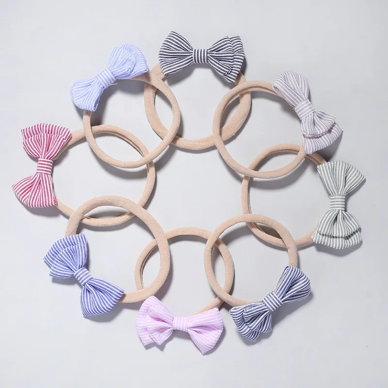 Повязки на голову из ткани в полоску 30 шт.|Аксессуары для волос девочек| |